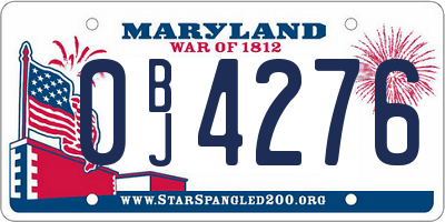 MD license plate 0BJ4276