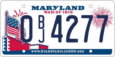 MD license plate 0BJ4277