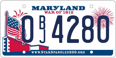 MD license plate 0BJ4280