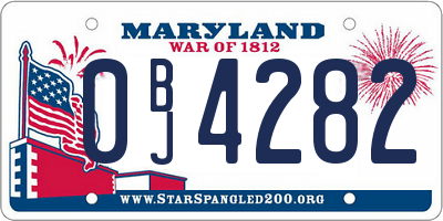MD license plate 0BJ4282