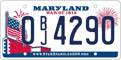 MD license plate 0BJ4290