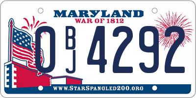 MD license plate 0BJ4292