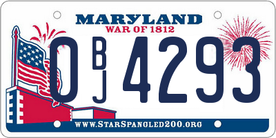MD license plate 0BJ4293