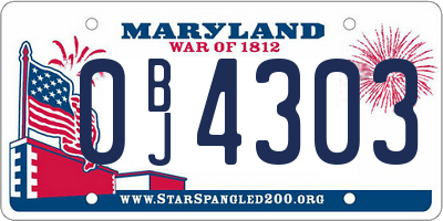 MD license plate 0BJ4303
