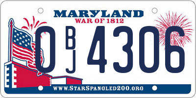 MD license plate 0BJ4306