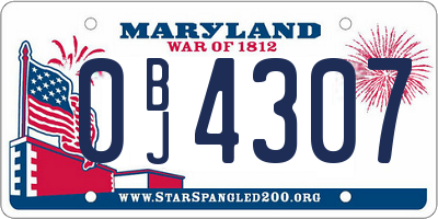 MD license plate 0BJ4307