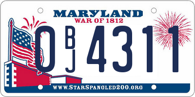 MD license plate 0BJ4311