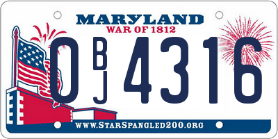 MD license plate 0BJ4316