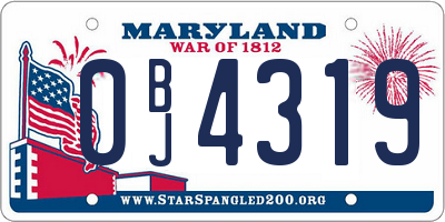 MD license plate 0BJ4319