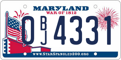 MD license plate 0BJ4331