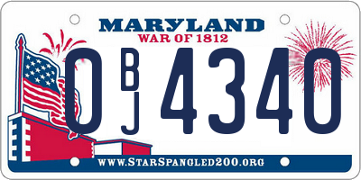 MD license plate 0BJ4340