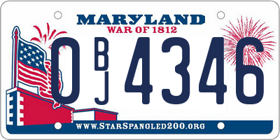 MD license plate 0BJ4346