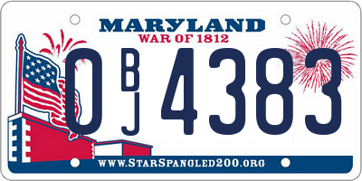 MD license plate 0BJ4383