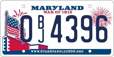 MD license plate 0BJ4396