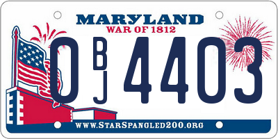 MD license plate 0BJ4403
