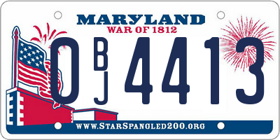 MD license plate 0BJ4413