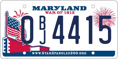 MD license plate 0BJ4415