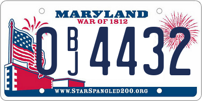 MD license plate 0BJ4432