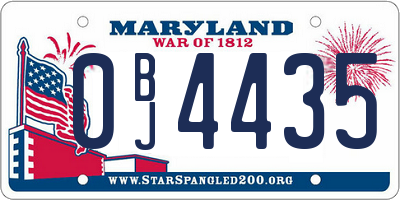 MD license plate 0BJ4435