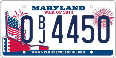 MD license plate 0BJ4450