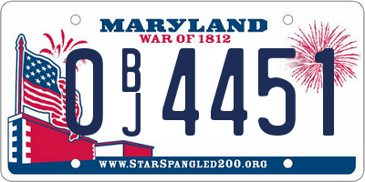 MD license plate 0BJ4451