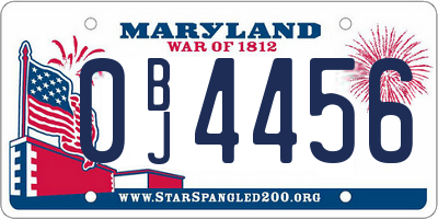 MD license plate 0BJ4456