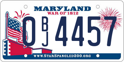MD license plate 0BJ4457