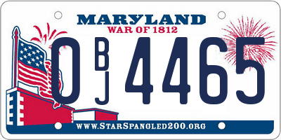 MD license plate 0BJ4465