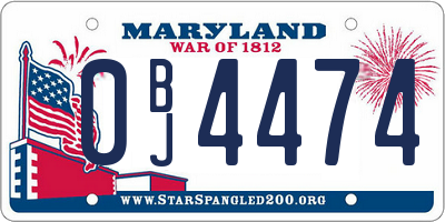 MD license plate 0BJ4474