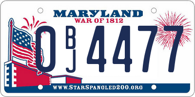 MD license plate 0BJ4477