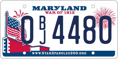 MD license plate 0BJ4480