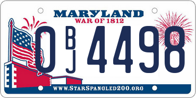 MD license plate 0BJ4498