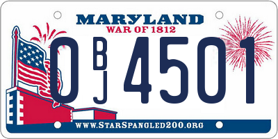 MD license plate 0BJ4501