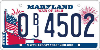 MD license plate 0BJ4502