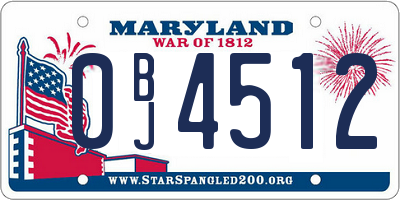 MD license plate 0BJ4512
