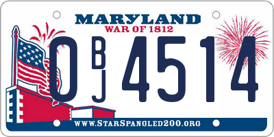 MD license plate 0BJ4514