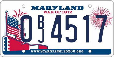MD license plate 0BJ4517