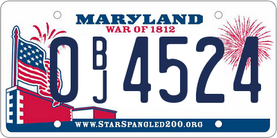 MD license plate 0BJ4524