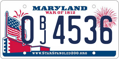 MD license plate 0BJ4536