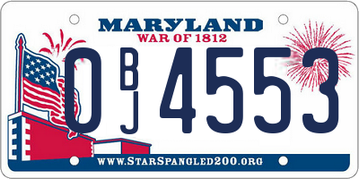 MD license plate 0BJ4553