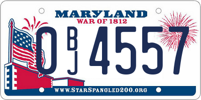 MD license plate 0BJ4557