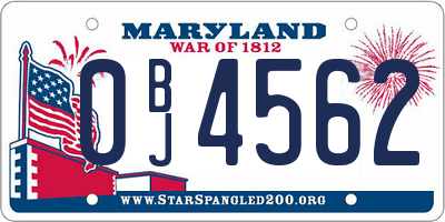 MD license plate 0BJ4562