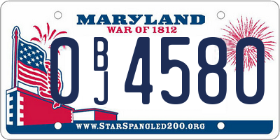 MD license plate 0BJ4580