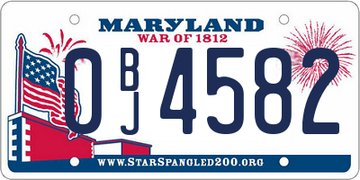 MD license plate 0BJ4582