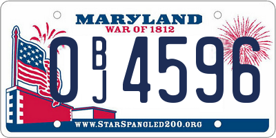 MD license plate 0BJ4596