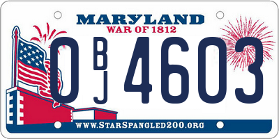 MD license plate 0BJ4603