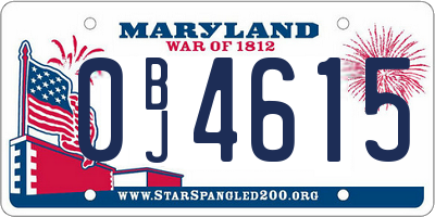 MD license plate 0BJ4615