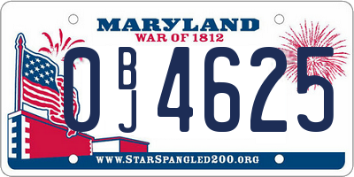 MD license plate 0BJ4625