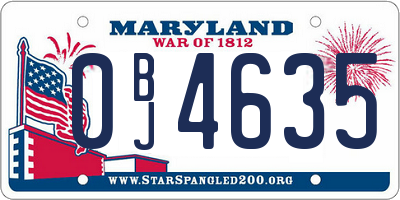 MD license plate 0BJ4635