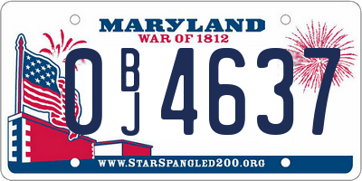 MD license plate 0BJ4637